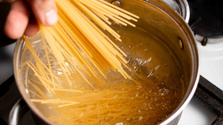 pasta cooking in water