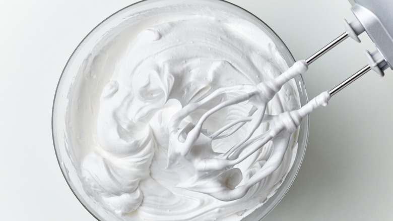 Whipped fluffy egg whites