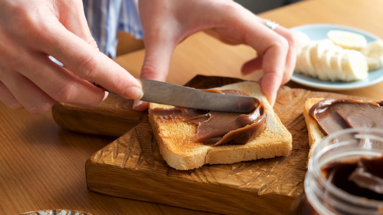 Spreading chocolate hazelnut butter