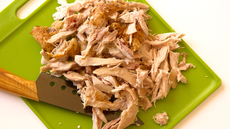 Chopped up rotisserie chicken meat