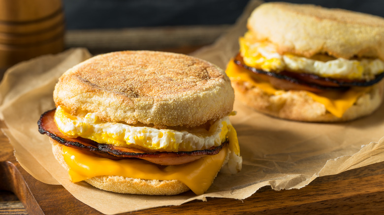 Pair of breakfast sandwiches