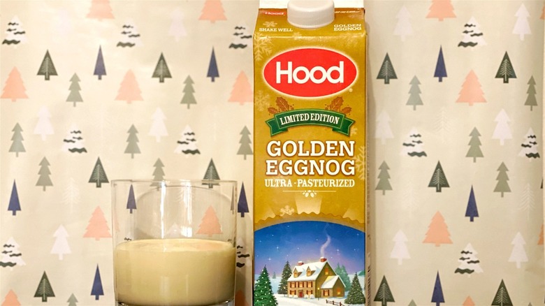 Hood Golden eggong carton and glass