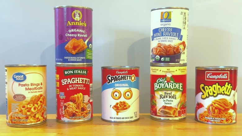 Cans of pasta