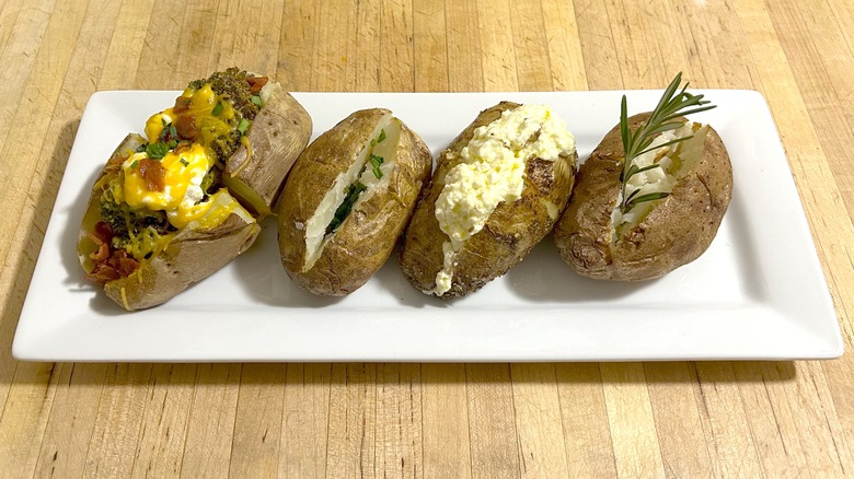 Assorted baked potatoes