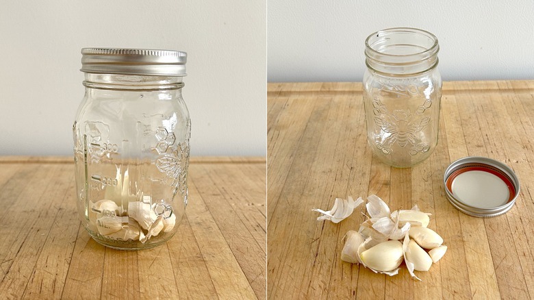 Garlic peeled in jar