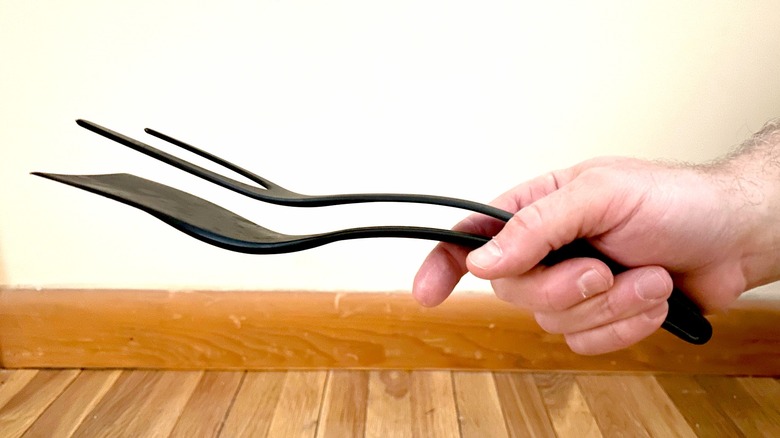 Hand holding spatula