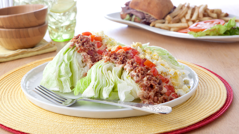 wedge salad served on a plate