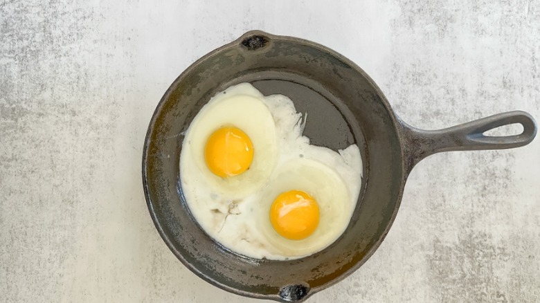 fried eggs in small skillet