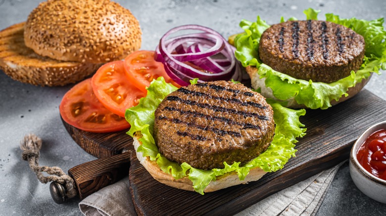 black bean burgers on buns