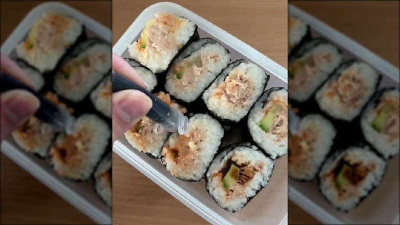 test tube sauce sushi