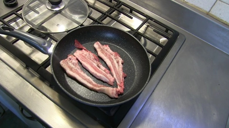 Hog jowl in a pan