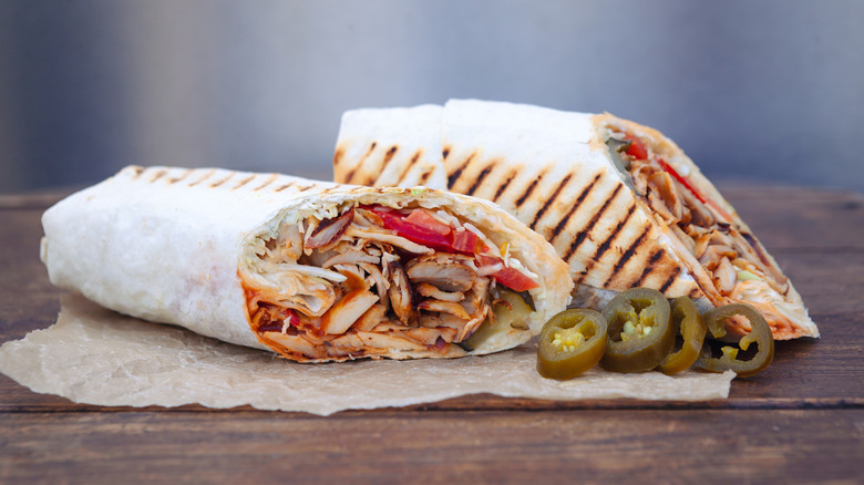 Shawarma wraps and jalapeno peppers