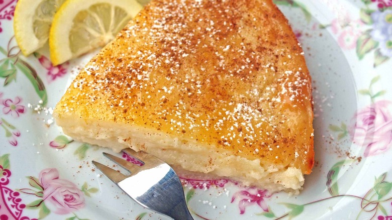 Slice of Greek milk pie