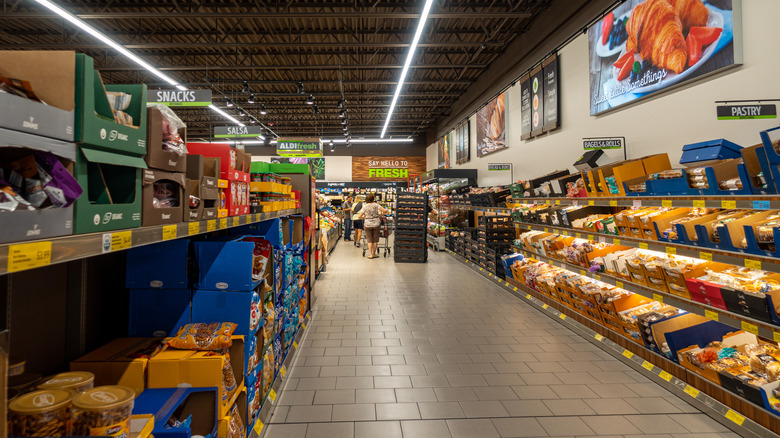 Inside an Aldi store in the bread and baking section