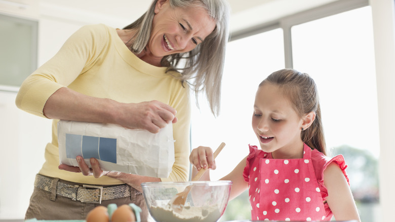 Mother and daughter baking