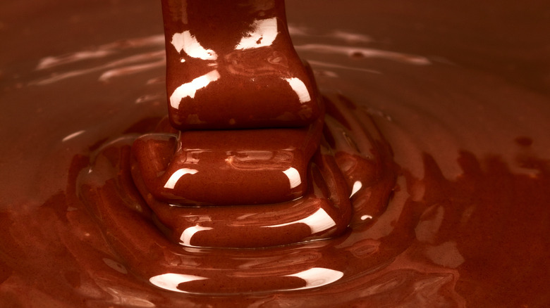 Pouring melted chocolate