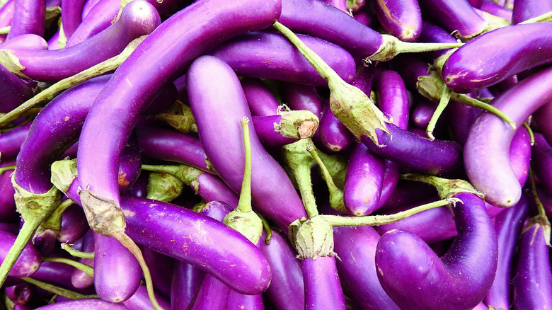 A bunch of Chinese eggplants