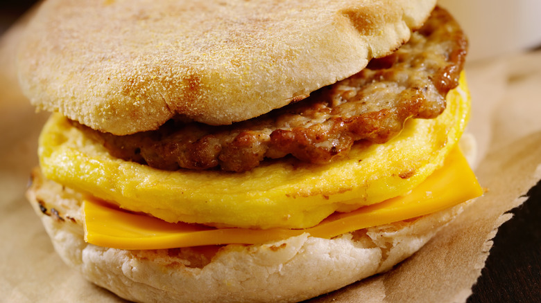 English muffin breakfast sandwich