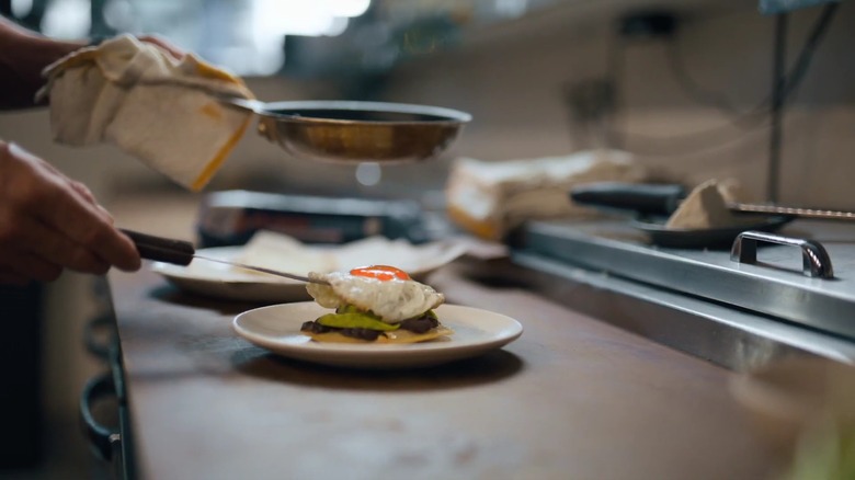 Freshly fried heirloom egg