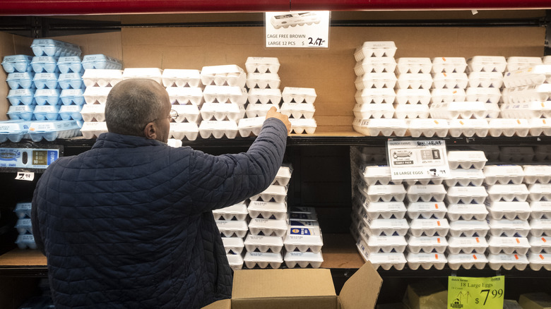 Egg cartons in grocery store