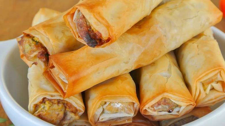 plate of crispy Moroccan cigars