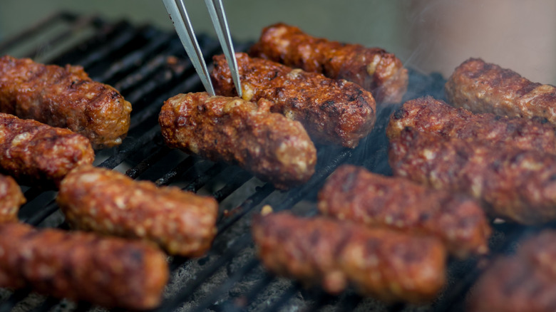 Crispy mititei on the grill