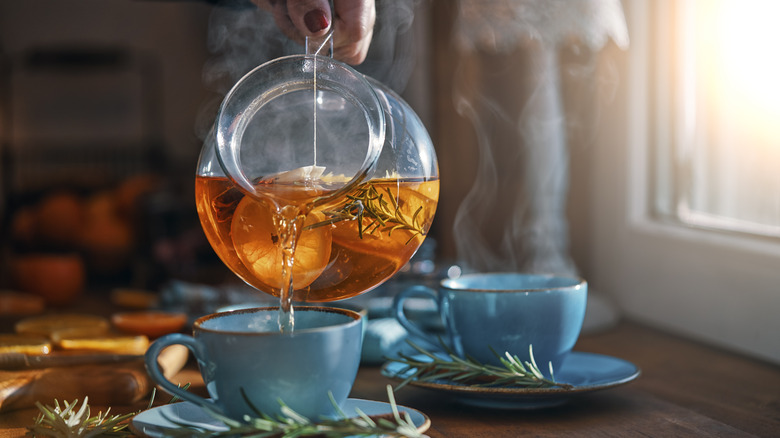 tea poured into cup