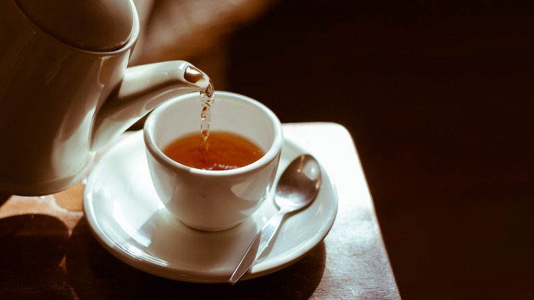 tea poured into mug