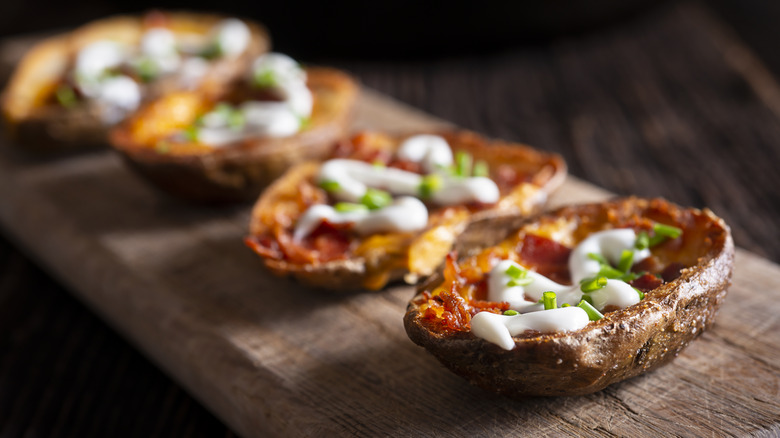 potato skins on a board