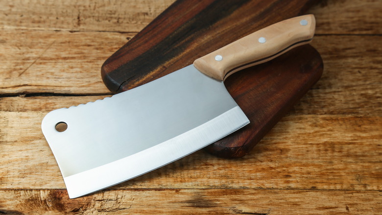 Cleaver on cutting board