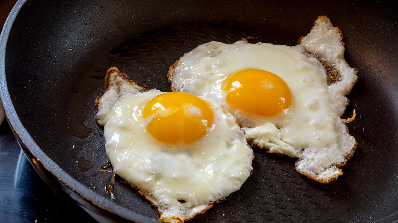 Fried eggs in a pan