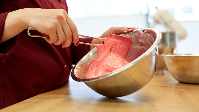 Macaron batter at ribbon stage