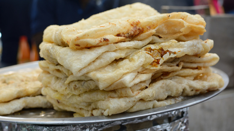 Fried, stuffed paratha flatbreads