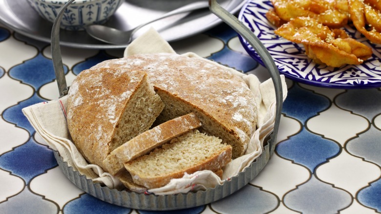 Bowl of stonebaked khobz bread