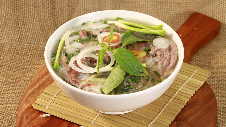 Bowl of pho with beef 