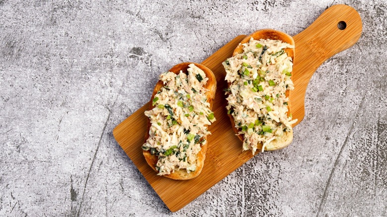 open-faced tuna salad sandwiches