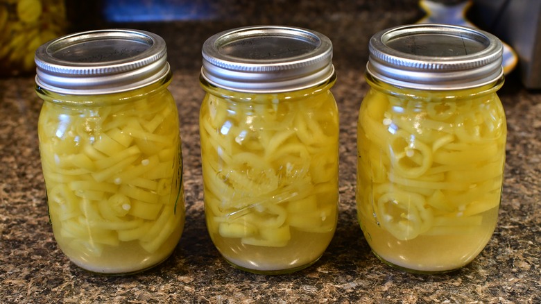 Homemade pickled banana peppers