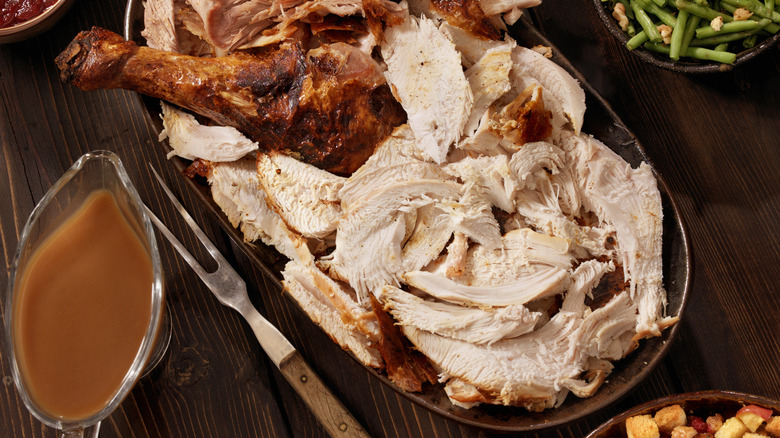 Roast turkey platter with gravy