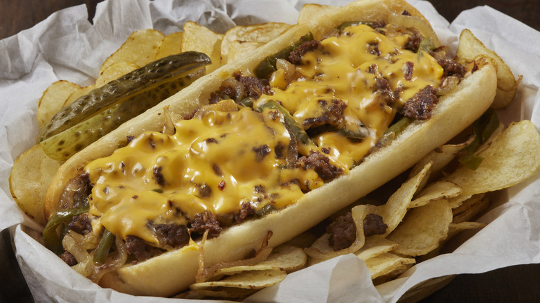 cheesesteak with melted cheese