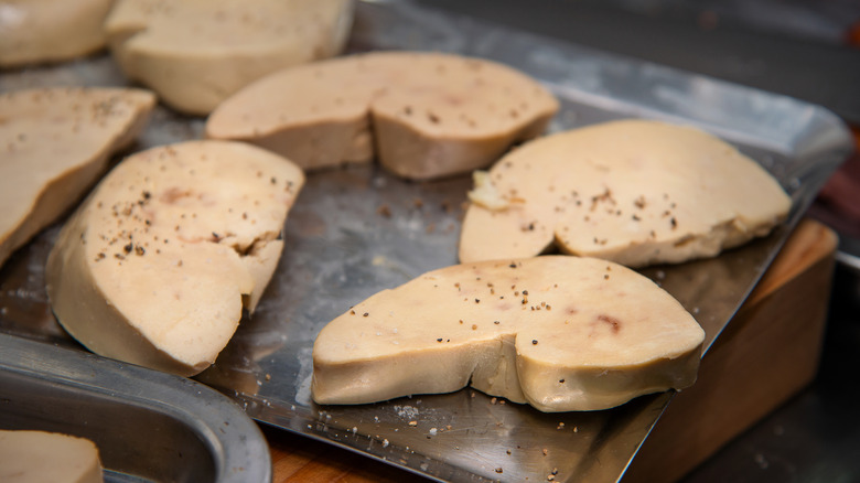 foie gras slices on pan