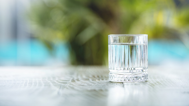 Glass of water on table