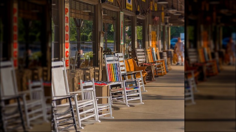 Cracker Barrel's rainbow rocking chair