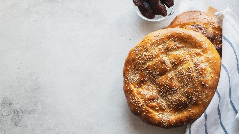 Flatbread in white towel