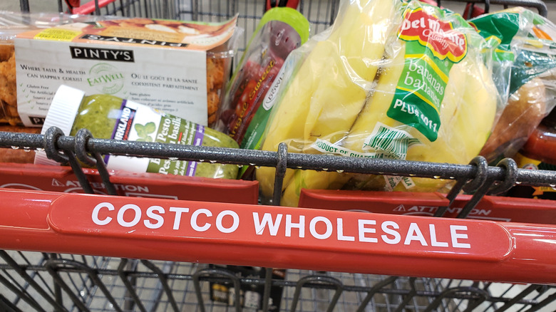 costco shopping cart with groceries