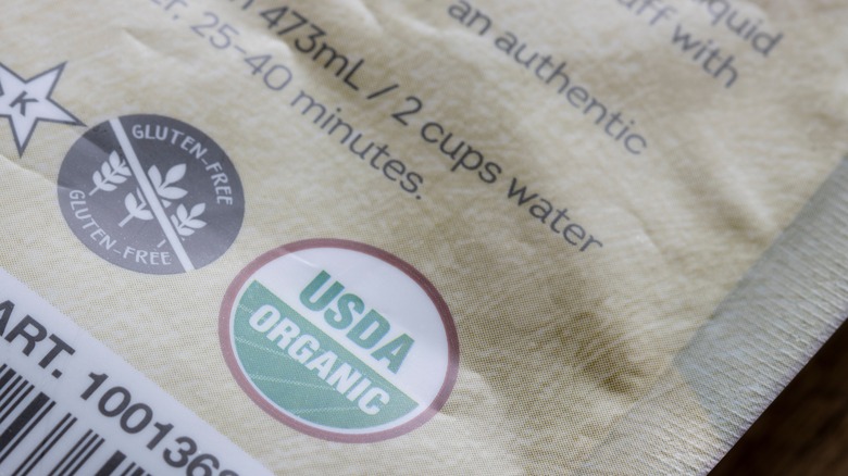 close up of usda organic label