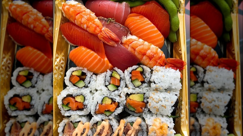 Tray of Wegmans sushi