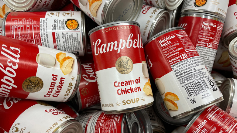 Campbell's condensed soup cans pile