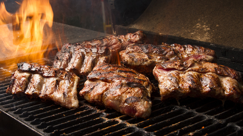 Mesquite grilled ribs on the barbecue