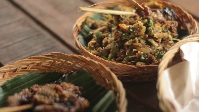 Bali dish made of turtle meat with vegetables and chilies