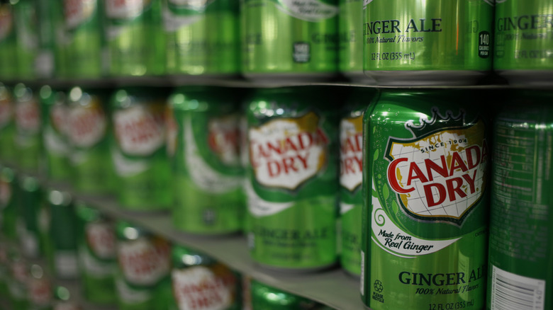 Canada Dry cans on shelf